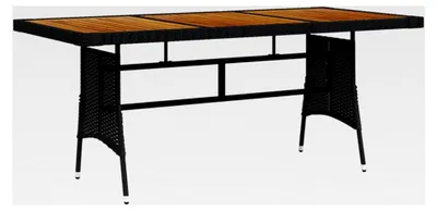 Produktbild von Gartentisch, Klapptisch für den Garten, Balkontisch, Gartenmöbel, Klappbarer Tisch, Schwarz 160x70x72cm Poly Rattan & Akazienholz