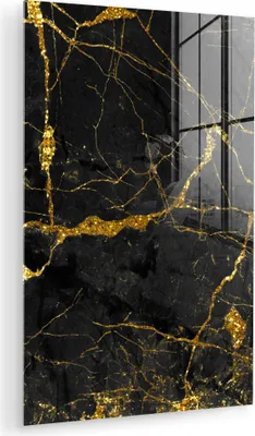 Produktbild von MuchoWow Glasbilder - Bilder auf Wandbild - Foto auf Glas Marmor - Gold - Schwarz - Marmoroptik - Luxe - Glitzer 20x30 cm Wanddekoration aus Glas - Acrylglasbild - Acrylbilder - Acrylglas