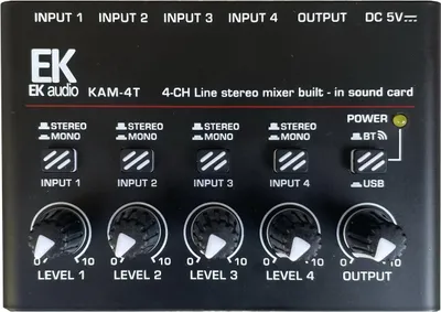 Produktbild von Kam4T 4-Kanal-Mixer USB-C-Soundkarte mit 4 Eingängen Bluetooth 112x80x34mm