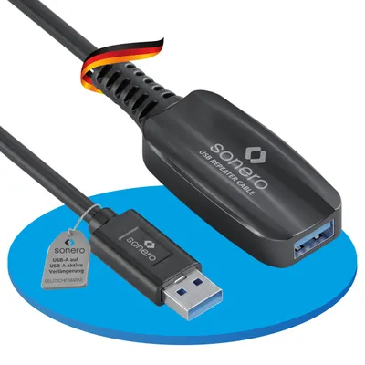 Produktbild von Sonero USB 3.2 Verlängerungskabel USB-A Stecker Buchse 5GB/s 5m