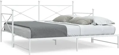 Image de Lit de jour Extensible sans matelas Blanc 100x200 cm Acier
