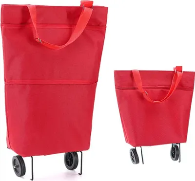 Produktbild von Faltbare Einkaufswagen Einkaufstaschen Einkaufstüten mit Rädern Rot