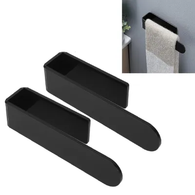 Immagine prodotto di Solidchoice - Porta asciugamani adesivo - 2 pezzi - Nero - Montaggio a parete, ideale per bagno e cucina