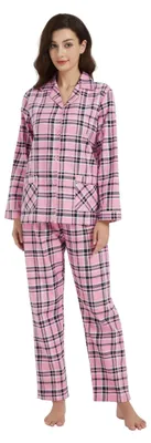 Produktbild von kolipajam Baumwoll-Flanell-Pyjama für Damen, 100% Baumwolle, Flanell-Pyjama-Set,