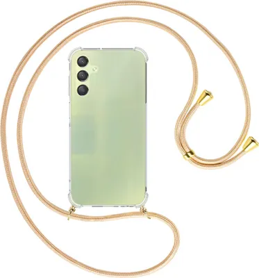 Produktbild von Handykette Backcover-Schutzhülle mit Band (Metall goldfarben) für Samsung Galaxy A15  - Goldkordel