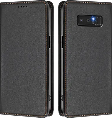 Image de Etui en cuir pour Samsung Galaxy Note 8, étui magnétique en cuirPolyuréthaneavec support Noir