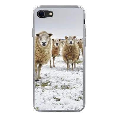 Produktbild von MuchoWow® Handyhülle Schutzhülle Hülle für iPhone 8 Schafe - Wolle - Schnee Silikon Softcase Handy Hülle - Schutzhaube
