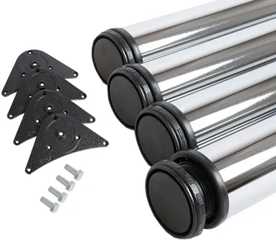 Produktbild von Chrom glänzendes 4er Set Tischbeine 1100 mm Höhe ø 60 mm Möbelfüsse aus Stahl