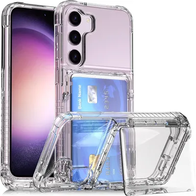 Image de Etui pour Samsung Galaxy S23 en silicone TPU avec porte-cartes et support Transparent