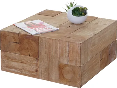 Immagine prodotto di Tavolino HWC-A15c, tavolo da soggiorno, legno massiccio di abete rustico certificato MVG 30x60x60cm