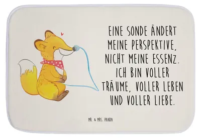 Produktbild von Mr. & Mrs. Panda Badematte Fuchs Magensonde - Weiß - Geschenk, Teppich Bad, Badteppich, Badezimmerteppich, duschmatte, Schluckstörungen, Duschvorleger