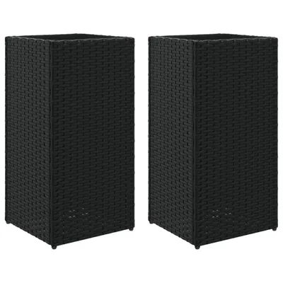 Produktbild von Pflanzkübel 2 Stk. Schwarz 30x30x60 cm Poly Rattan