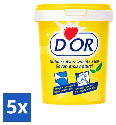Produktbild von 5 x D'Or Naturreine Schmierseife - Festes Reinigungsmittel - 1 kg - Vorteilspackung - 5 Stücke