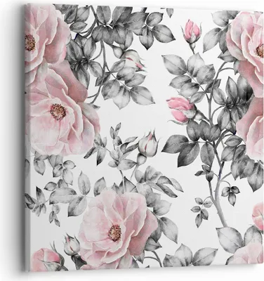 Produktbild von Bild auf Leinwand - Leinwandbild - Blumen Blätter Pflanze Rose - 30x30cm - Wand Bild - Wanddeko - Leinwanddruck - Bilder - Kunstdruck - Wanddekoration - Leinwand bilder - Wandkunst - AC30x30-2952