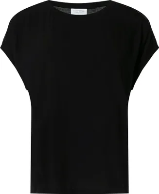 Produktbild von Comma Damen T-Shirt ärmellos Relaxed Fit Logo-Tape Grau/Schwarz Viskose leicht Gr. 34