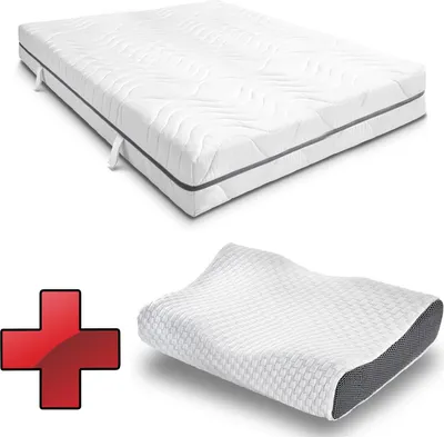 Produktbild von 7 Zonen Viskoelastik-Matratze Sleezzz Smart 140 x 200 cm, Höhe 18 cm, Härtegrad H3 mit Air Memoryschaum + Sleezzz® Premium Gel-Kissen gratis