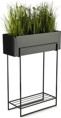 Produktbild von HowHomely | Blumenständer, Pflanzenständer, Pflanzenständer Schwarz - 82 cm, Blumenständer Metall, Blumensäule