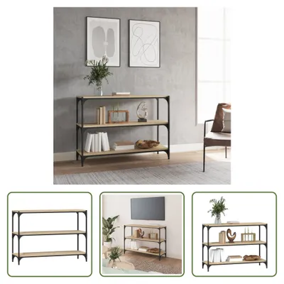 Produktbild von The Living Store Bücherregal Sonoma-Eiche 100x33x70,5 cm Holzwerkstoff und Stahl