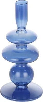 Produktbild von EGLO LIVING Kerzenhalter Molume 19,5 cm, dekorativer Stabkerzenhalter aus blauem Glas im retro Design für Tischdeko und stilvolle Wohnaccessoires