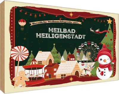 Produktbild von vianmo Holzschild 12x18 cm Weihnachten HEILBAD HEILIGENSTADT