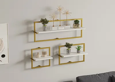 Zdjęcie produktu dla Skye Decor, Yeso - White Gold, półka ścienna, 100% PŁYTA POWLEKANA MELAMINĄ, biała, 80 x 20 x 30 cm