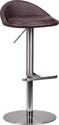 Produktbild von Barhocker WL1.602 Braun Edelstahl höhenverstellbare Sitzhöhe 54-79 cm | Design Barstuhl mit Rückenlehne | Bistrohocker Barsitz Gepolstert | Thekenhocker 360° Drehbar | Tresenstuhl Modern