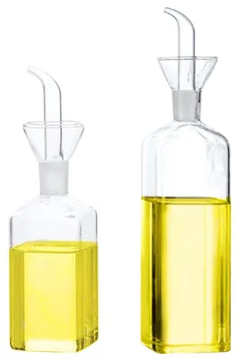 Ölflaschen-Set aus Glas, 250 ml + 500 ml, mit Ausgießer