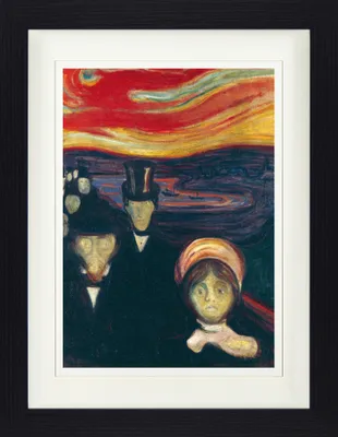 Zdjęcie produktu dla Edvard Munch Oprawiony obraz z eleganckim passe-partout | Obrazy ścienne | W ramie obrazu - Angst, 1894 (40 x 30 cm)