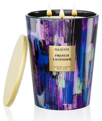 Produktbild von Große Duftkerze im Glas Lavendel 990g Sojawachs 150h Brenndauer 3 Dochte