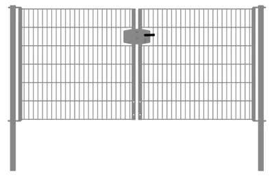 Produktbild von Drahtgittertor 2-flügelig, Durchgangslichte: 264 cm, Gesamtbreite inkl. Pfosten: 276 cm - Ausführung: verzinkt, Höhe: 123 cm