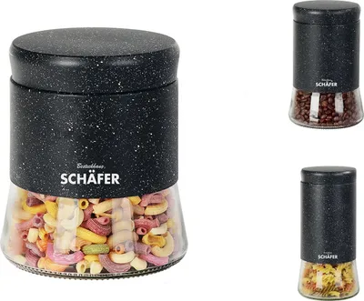 Produktbild von Vorratsdose 1,3L / 1,0L / 0,7L Gewürzgläser Kaffeedosen Aufbewahrung Vorratsbehälter Hochwertiger Stahl in marmoriertem schwarz