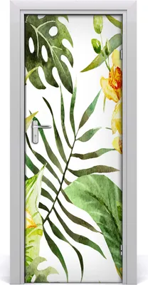 Produktbild von Tulup Türaufkleber 75x205 cm Dekorative Aufkleber Selbstklebend Wasserdichte Tapete Abnehmbar Schlafzimmer Wohnzimmer Wohnkultur - tropische Blumen