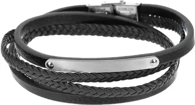 Produktbild von Armband Pacific Schwarz, Leder mit Stahlelement