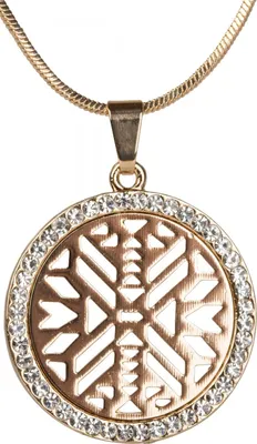 Produktbild von styleBREAKER Halskette mit rundem Ethno Muster Anhänger besetzt mit Strass, Schlangenkette, Karabiner Verschluss, Damen 05030021