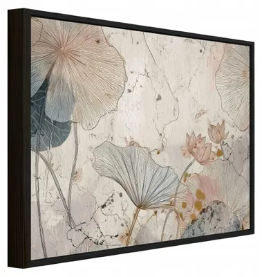 Produktbild von Bilder mit Rahmen Blumen Beton Vintage - 120x80 cm - Wandbilder Wohnzimmer Schlafzimmer - Leinwand Bilder mit Rahmen Beige - PPR15920O20