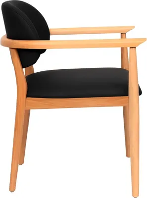 Produktbild von Schwarzer Lehnstuhl Designer Esszimmerstuhl Luxus Einsitzer Holzmöbel