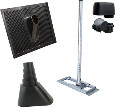 Produktbild von PremiumX DELUXE X130-48 Dachsparrenhalter SAT Antenne ALU-Abdeckung Manschette schwarz Mast-Kappe
