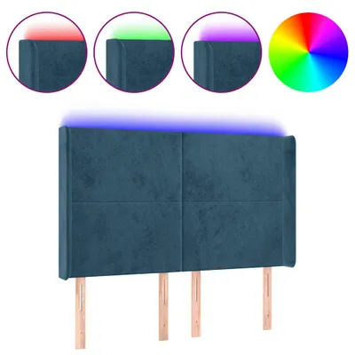 Produktbild von vidaXL LED Kopfteil Dunkelblau 147x16x118/128 cm Samt