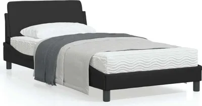 Produktbild von Design Bettgestell mit Kopfteil Schwarz 100x200 cm Kunstleder, Klassische Betten 2024 Neu