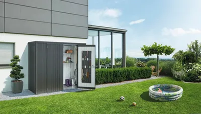Obrázok produktu pre Záhradná skrinka na náradie Biohort 230 plechová 227x83x182,5 cm tmavosivá metalická