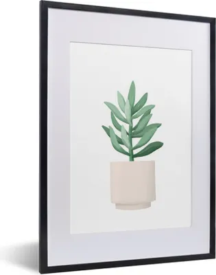 Produktbild von MuchoWow® MuchoWow® Gerahmtes Poster Pflanze - Sukkulente - Blumentopf 30x40 cm - Poster mit zchwarzem Bilderrahmen - Wandposter Schlafzimmer