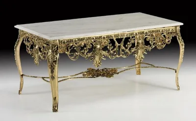 Image de Casa Padrino Luxe Table basse baroque avec plateau en marbre or / blanc 118 cm - Meubles de salon baroques