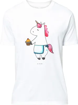 Produktbild von Mr. & Mrs. Panda S T-Shirt Einhorn Muffin - Weiß - Geschenk, Liebesgrüße, Geburtstagsgrüße, Tshirt, mit Aufdruck, Geburtstag, Shirt, Backen, Lustiges, Unicorn, Kekse