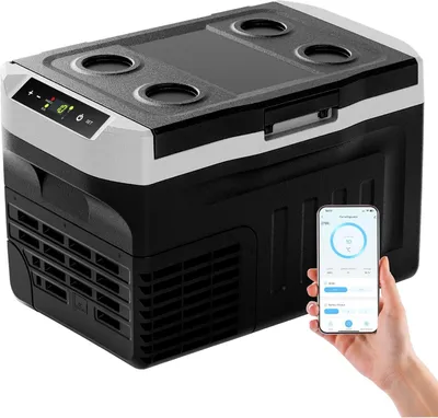 Produktbild von Kompressor-Kühlbox, 21 Liter, -20 °C bis 20 °C, 12 V Autokühlschrank, tragbarer Gefrierschrank 12/24 V DC, 220-240 V AC, mit App-Steuerung, geeignet für Camping, Reisen und andere Anwendungen