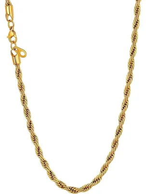 Obrázek produktu pro Řetěz z nerezové oceli, potažený 18karátovým zlatem, šířka 3 mm, délka 61 cm, zlatá barva