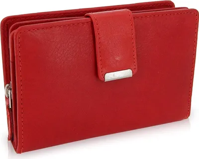 Produktbild von Damen Geldbörse aus weichem Leder mit RFID-Schutz - Damen-Portemonnaie (Rot)