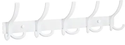 Produktbild von Kleiderstangen 1-stufig mit 15 Haken, Wandhalter für Schlafzimmer, Badezimmer, Küche, Kleiderstangen für Jacken, Mäntel, Taschen, Hüte und Schals (weiß)
