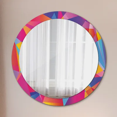 Produktbild von Modern Spiegel - Wandspiegel Design Wandmontage – Badspiegel mit Aufdruck - Rundspiegel - Geometrisch Komposition - Rund: Ø90cm