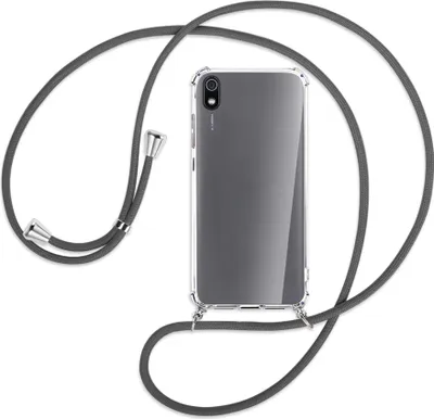 Produktbild von Handykette Backcover-Schutzhülle mit Band (Metall silberfarben) für Xiaomi Redmi 7A - dunkelgrau