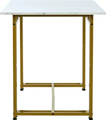 Produktbild von okwish Esstisch, einfacher Küchentisch, Metallrahmen, rechteckiger, moderner, leichter Luxus-Küchentisch, Metallbeine, Esszimmer, Wohnzimmer, goldene Tischbeine, 120 x 70 cm